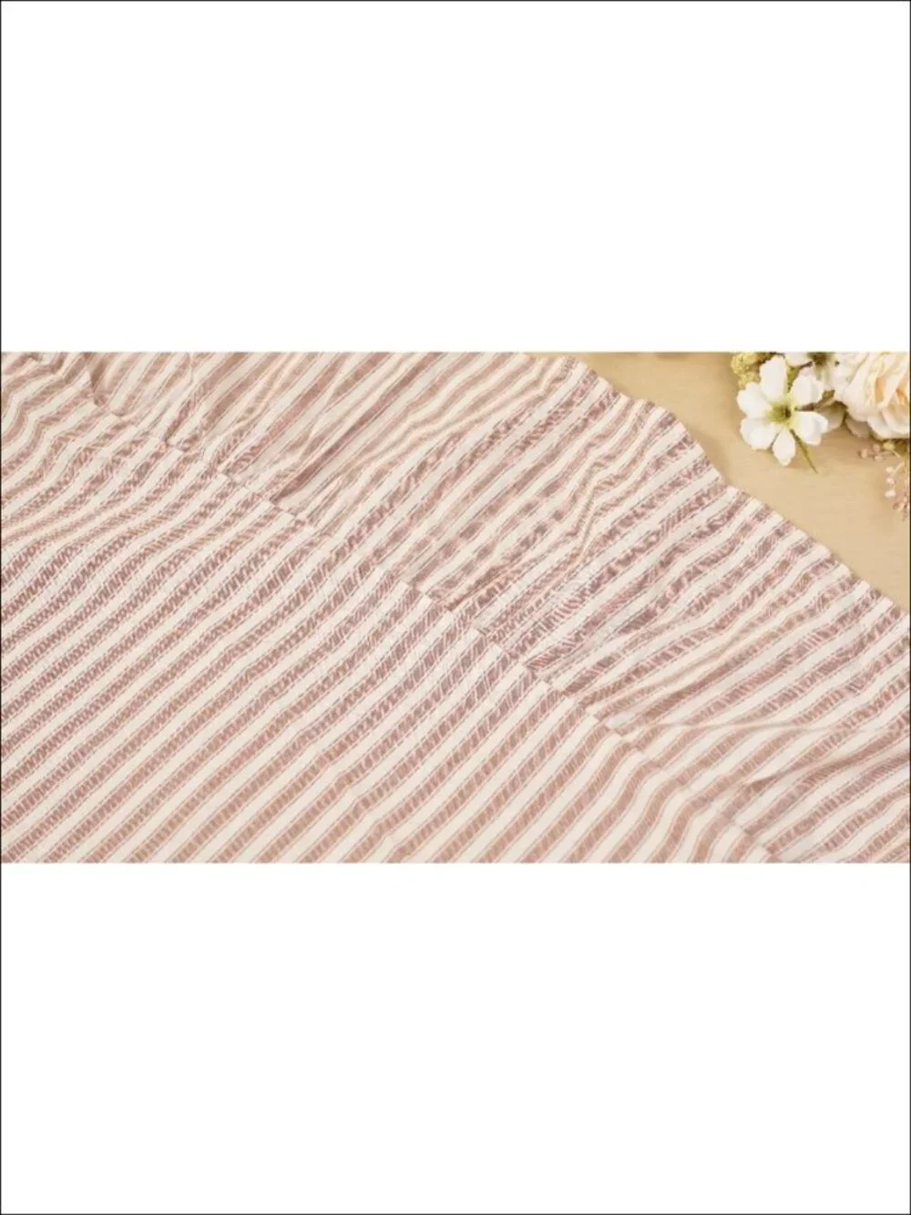 Farmhouse Ruffle Striped 100% Cotton Tablecloth 60x120 Rectangular